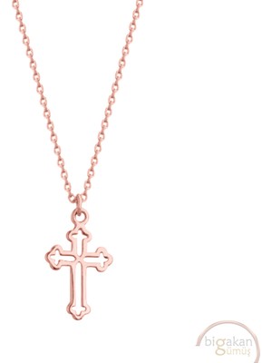 Bigakan Hac Sembolü Taşsız Model 925 Ayar Gümüş Kadın Kolye Rose Kaplama