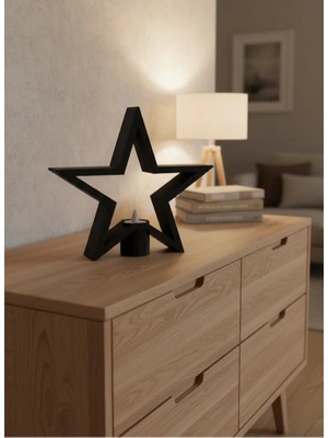 Decostyle Siyah Yıldız Şeklinde Mumluk Loş Işık Dekor Aksesuarı