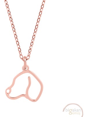 Bigakan Köpek Taşsız Model 925 Ayar Gümüş Kadın Kolye Rose Kaplama