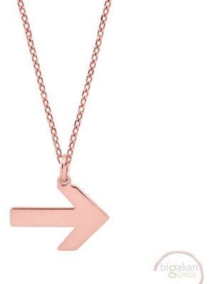 Bigakan Sağ Yön Sembolü Taşsız Model 925 Ayar Gümüş Kadın Kolye Rose Kaplama