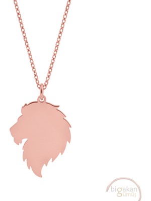 Bigakan Aslan Galatasaray Taşsız Model 925 Ayar Gümüş Kadın Kolye Rose Kaplama