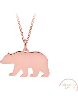 Bigakan Ayı Taşsız Model 925 Ayar Gümüş Kadın Kolye Rose Kaplama