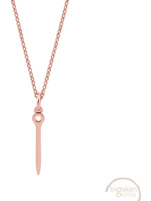 Bigakan Iğne Taşsız Model 925 Ayar Gümüş Kadın Kolye Rose Kaplama