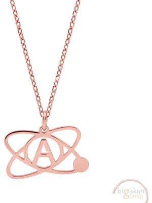 Bigakan Atom Fizik Taşsız Model 925 Ayar Gümüş Kadın Kolye Rose Kaplama