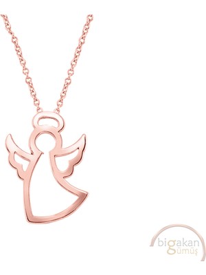 Bigakan Melek Zarif Taşsız Model 925 Ayar Gümüş Kadın Kolye Rose Kaplama