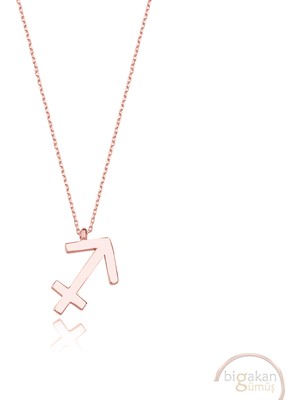 Bigakan Yay Sembolü Burç Özgürlük Astroloji Taşsız Model 925 Ayar Gümüş Kadın Kolye Rose Kaplama