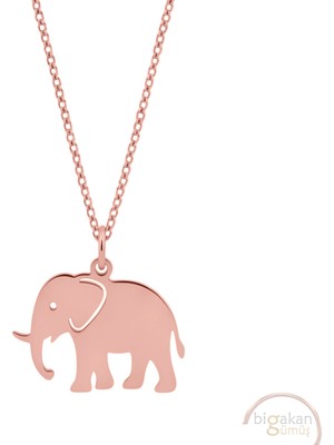 Bigakan Fil Yan Profil Taşsız Model 925 Ayar Gümüş Kadın Kolye Rose Kaplama