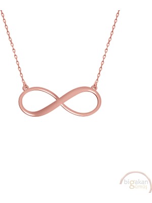 Bigakan Sonsuzluk Taşsız Model 925 Ayar Gümüş Kadın Kolye Rose Kaplama