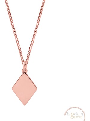 Bigakan Karo Taşsız Model 925 Ayar Gümüş Kadın Kolye Rose Kaplama