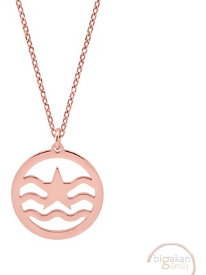 Bigakan Denizci Meryem Ana Taşsız Model 925 Ayar Gümüş Kadın Kolye Rose Kaplama
