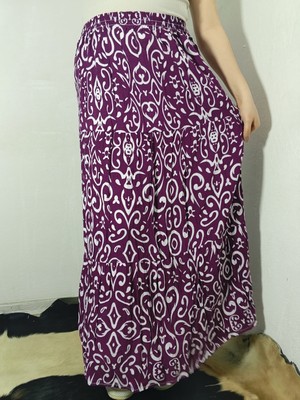 Hoaryage Beli Lastikli 3 Kat Fırfırlı Viskon Kumaş Etek, Mevlana Uzun Pamuk Etek