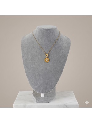Marem Inci Altın Renkli Çelik Kolye