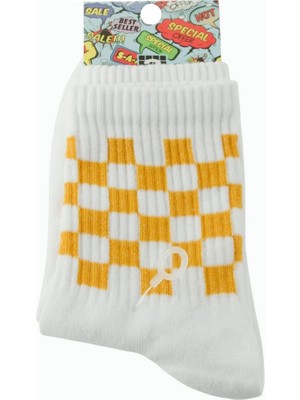 Zero Land Techmrt Dama Desenli Kolej Çorap 8*28 - Sarı