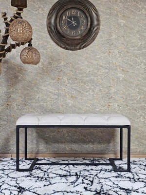 Sevinç Mobilya Siyah Boyalı - L - Ayaklı 100 cm x 38 cm Oturak - Bench - Makyaj Taburesi - Makyaj Oturak