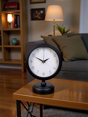 Akıllı Durak Pure Black 25 x 20 cm Metal Modern Masa Saati