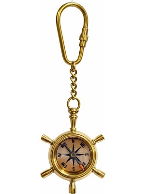 Kaia Life Pirinç Dümen Içinde Pusula Tasarım Anahtarlık