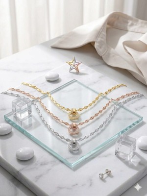 Papatya Silver 925 Ayar Gümüş Kalemli Italyan Ezme Zincir Kelepçe Halka Kolye.rose.gold.rodaj