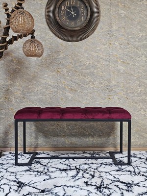 Sevinç Mobilya Siyah Boyalı - L - Ayaklı 100 cm x 38 cm Oturak - Bench - Makyaj Taburesi - Makyaj Oturak