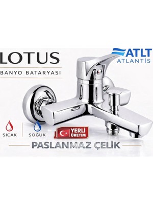 Lotus Klasik Banyo Bataryası Sabit Aç Kapa Sıcak Soğuk Paslanmaz Çelik Musluk 2 Yıl Garantili