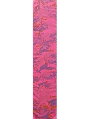 ElifEbru Exclusive Handicrafts Ebru Sanatı El Yapımı Ipek Kadın Fular Pembe Lacivert  Ogf 102
