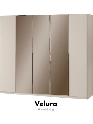 Velura Home & Living Marcel 5 Kapaklı Gardırop - 3 Reflekte Cam
