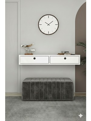 Feyza Design 100 cm Çok Amaçlı Beyaz Kapaklı Dresuar - Salon ve Antre Için