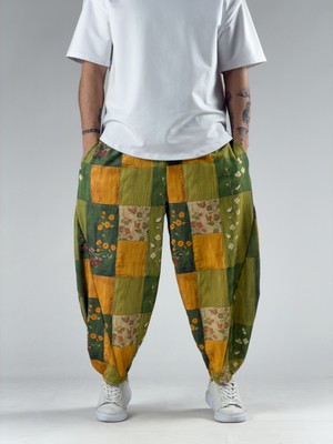 Cocopelli Etnik Rose Erkek Patchwork Oversize Pantolon COC3040