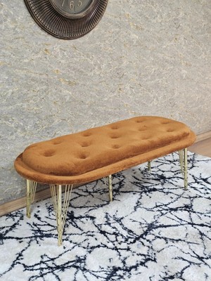 Sevinç Mobilya Ufo Oturak Bench - Gold Kaplama Telli Ayak - Oturak - Bench - Puf - Yatak Ucu Pufu