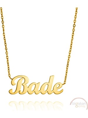 Bigakan 925 Ayar Gümüş Altın Kaplama Bade Isimli Kolye
