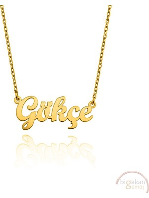 Bigakan 925 Ayar Gümüş Altın Kaplama Gökçe Isimli Kolye