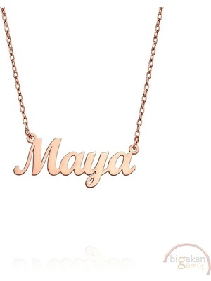 Bigakan 925 Ayar Gümüş Maya Isimli Kolye Rose Kaplama