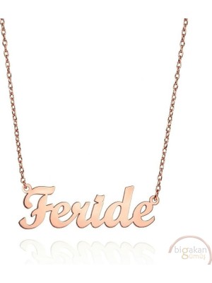 Bigakan 925 Ayar Gümüş Feride Isimli Kolye Rose Kaplama