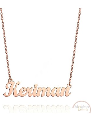 Bigakan 925 Ayar Gümüş Keriman Isimli Kolye Rose Kaplama