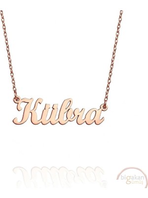 Bigakan 925 Ayar Gümüş Kübra Isimli Kolye Rose Kaplama