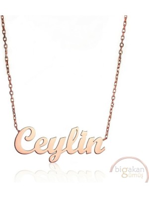 Bigakan 925 Ayar Gümüş Ceylin Isimli Kolye Rose Kaplama