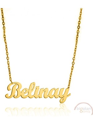 Bigakan 925 Ayar Gümüş Altın Kaplama Belinay Isimli Kolye