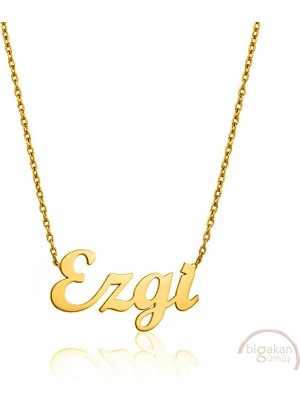 Bigakan 925 Ayar Gümüş Altın Kaplama Ezgi Isimli Kolye