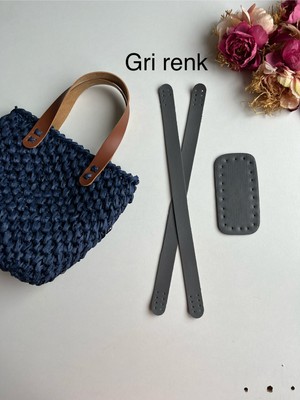 ZG Hobi Aksesuar Örgü Çantalar Için Suni Deriden Sap ve Taban Seti