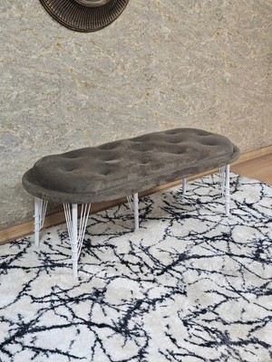 Sevinç Mobilya Ufo Oturak Bench - Beyaz Boyalı Telli Ayak - Oturak - Bench - Puf - Yatak Ucu Pufu