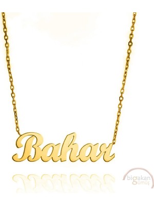 Bigakan 925 Ayar Gümüş Altın Kaplama Bahar Isimli Kolye