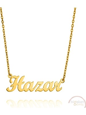 Bigakan 925 Ayar Gümüş Altın Kaplama Hazar Isimli Kolye