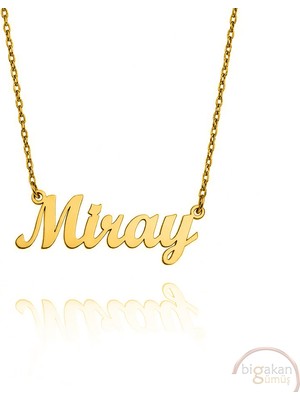 Bigakan 925 Ayar Gümüş Altın Kaplama Miray Isimli Kolye