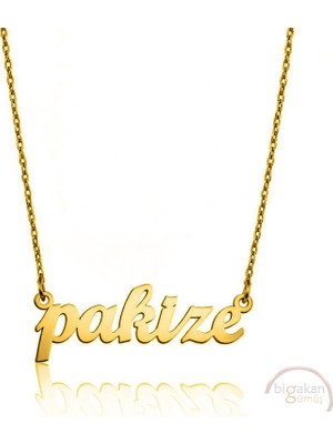 Bigakan 925 Ayar Gümüş Altın Kaplama Pakize Isimli Kolye