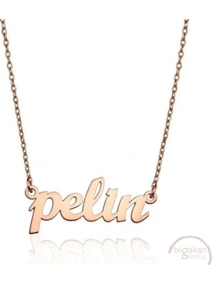 Bigakan 925 Ayar Gümüş Pelin Isimli Kolye Rose Kaplama