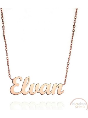 Bigakan 925 Ayar Gümüş Elvan Isimli Kolye Rose Kaplama