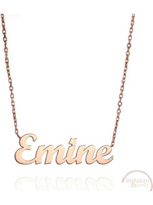 Bigakan 925 Ayar Gümüş Emine Isimli Kolye Rose Kaplama