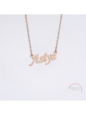 Bigakan 925 Ayar Gümüş Asiye Isimli Kolye Rose Kaplama