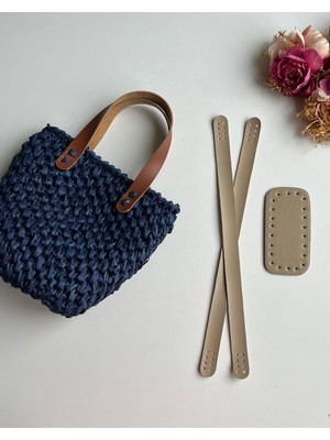 ZG Hobi Aksesuar Örgü Çantalar Için Suni Deriden Sap ve Taban Seti