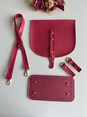 ZG Hobi Aksesuar Örgü Çantalar Için Suni Deriden Askı,kapak,taban,böce Set