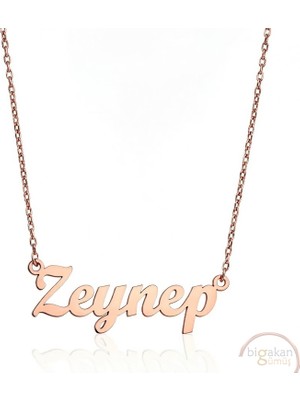 Bigakan 925 Ayar Gümüş Zeynep Isimli Kolye Rose Kaplama